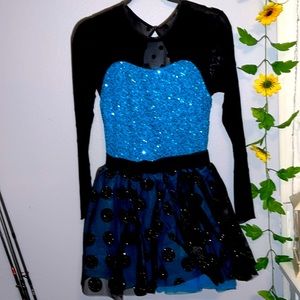 weissman dance costume, size medium, black and blue sparkly